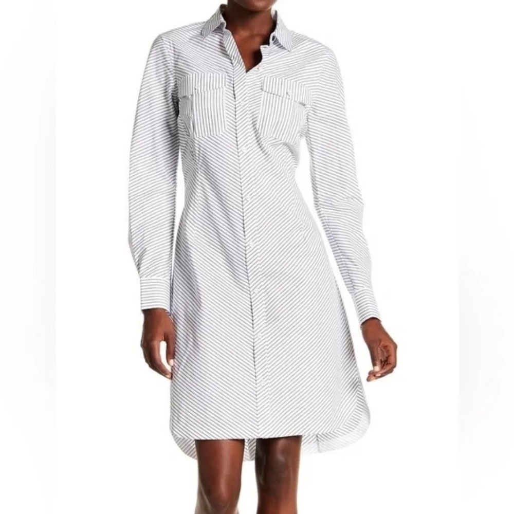 Rag & Bone Albion Shirt Dress Navy and White Striped - XS/Extra Small